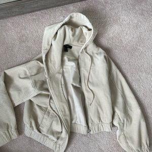suede ribbed cream colored jacket